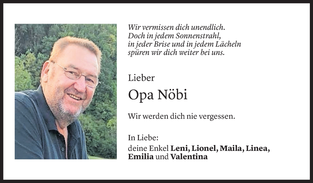  Todesanzeige für Norbert Ender vom 11.02.2025 aus Vorarlberger Nachrichten