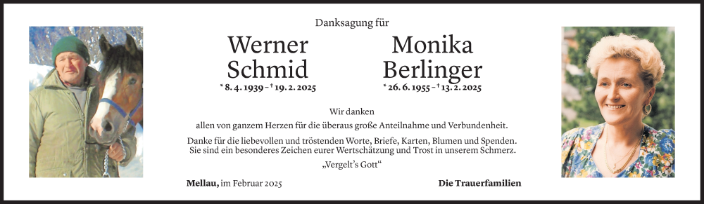  Todesanzeige für Monika Berlinger vom 27.02.2025 aus Vorarlberger Nachrichten