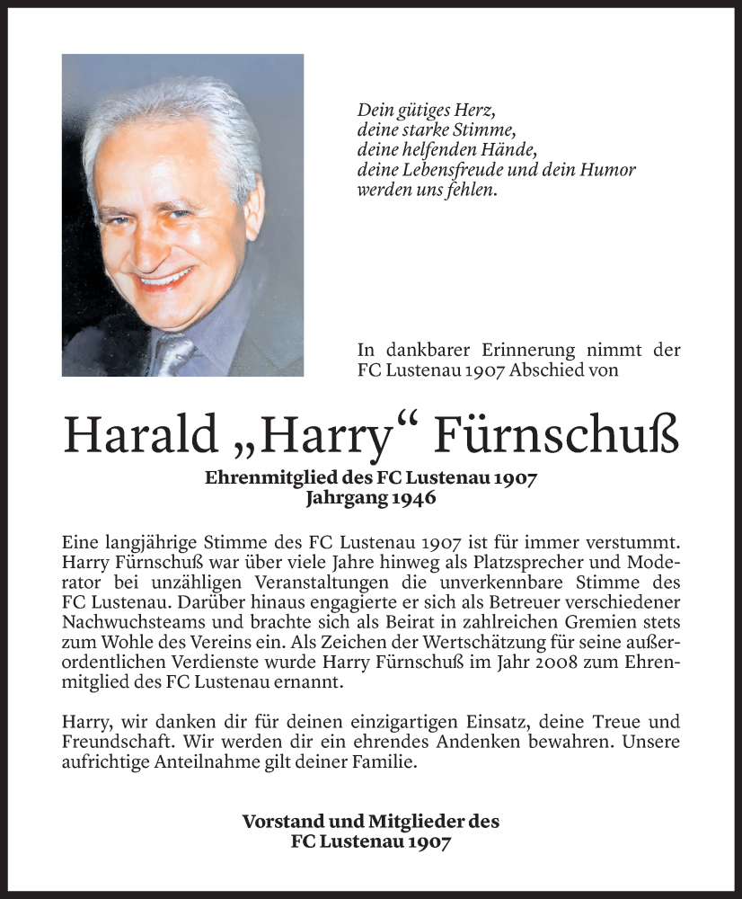  Todesanzeige für Harald Fürnschuß vom 16.07.2025 aus Vorarlberger Nachrichten