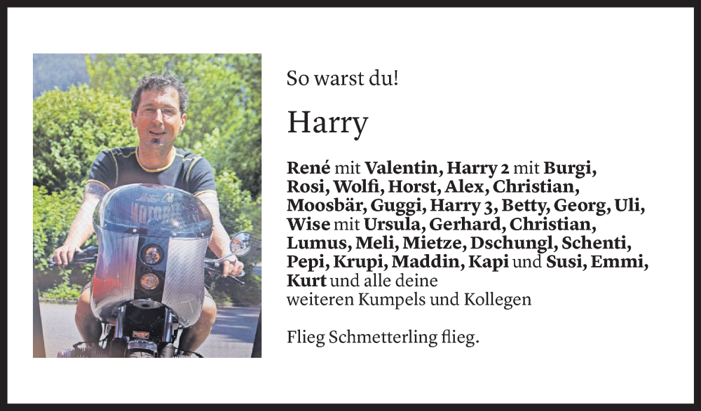 Todesanzeige für Harald Wagner vom 22.08.2025 aus Vorarlberger Nachrichten