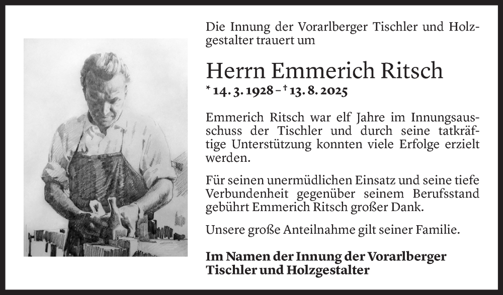  Todesanzeige für Emmerich Ritsch vom 19.08.2025 aus Vorarlberger Nachrichten