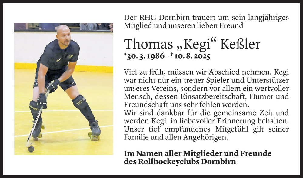  Todesanzeige für Thomas Keßler vom 22.08.2025 aus Vorarlberger Nachrichten