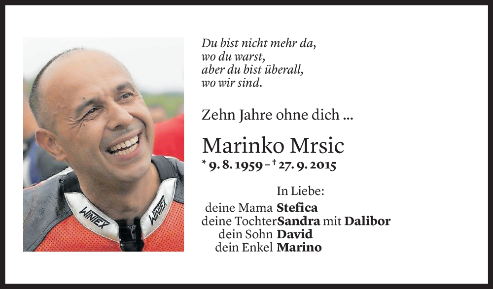  Todesanzeige für Marinko Mršic vom 27.09.2025 aus Vorarlberger Nachrichten