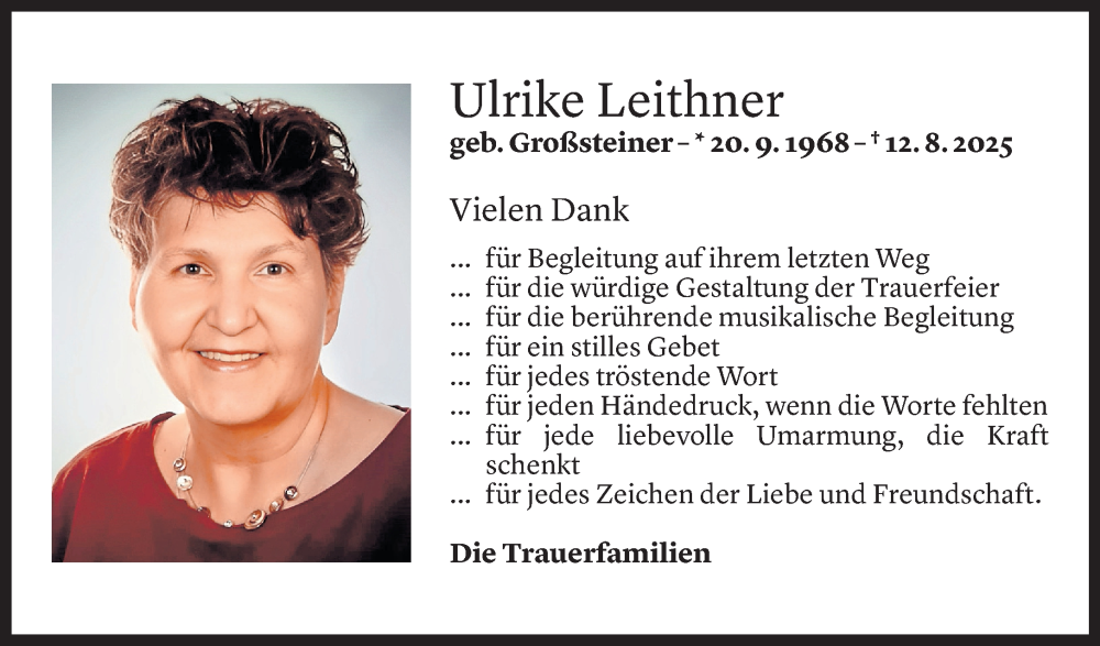  Todesanzeige für Ulrike Leithner vom 19.09.2025 aus Vorarlberger Nachrichten