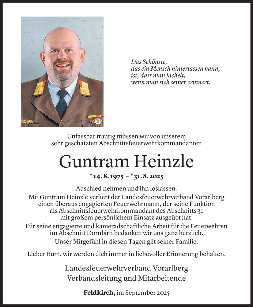  Todesanzeige für Guntram Heinzle vom 02.09.2025 aus Vorarlberger Nachrichten