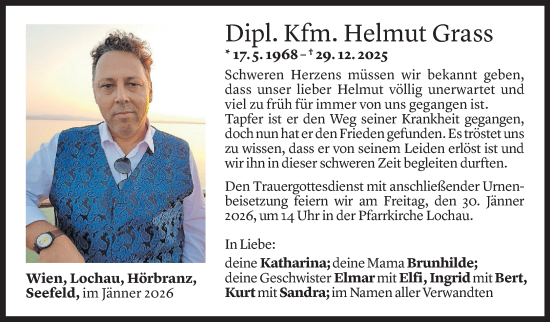 Todesanzeige von Helmut Grass von Vorarlberger Nachrichten