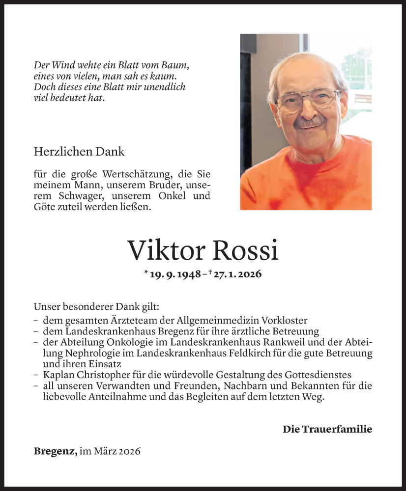  Todesanzeige für Viktor Rossi vom 01.03.2026 aus Vorarlberger Nachrichten