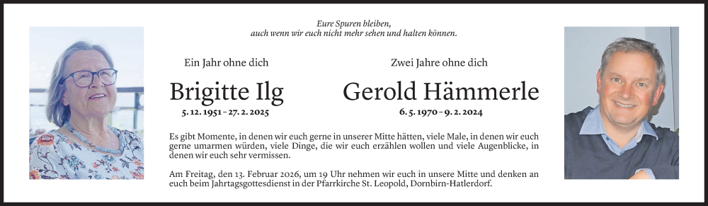  Todesanzeige für Brigitte Ilg vom 09.02.2026 aus Vorarlberger Nachrichten
