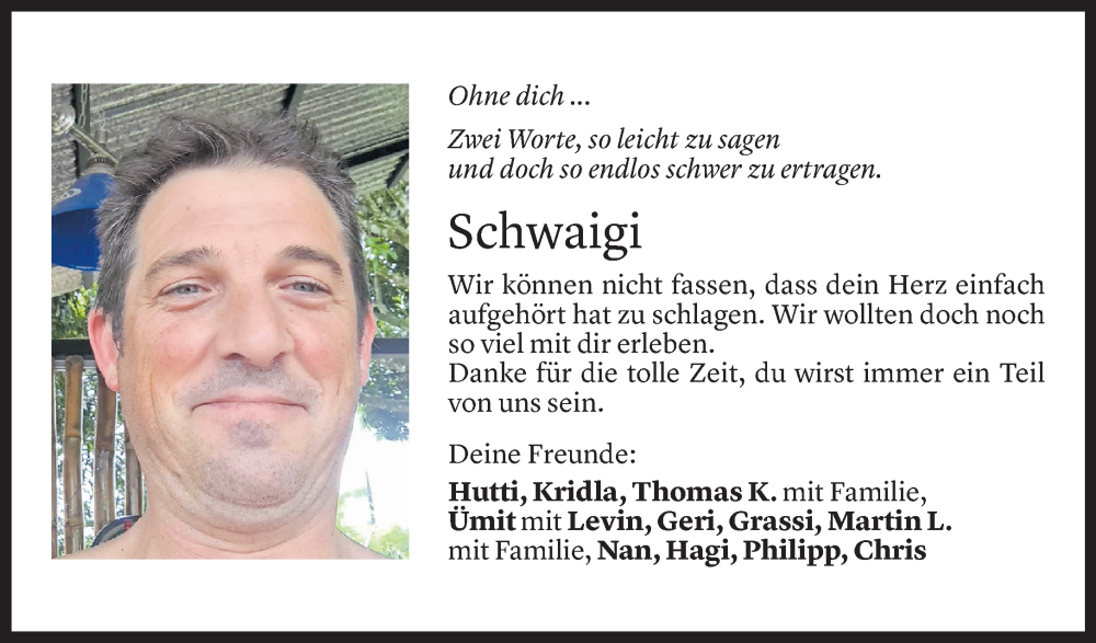  Todesanzeige für Martin Schwaigkofler vom 17.02.2026 aus Vorarlberger Nachrichten