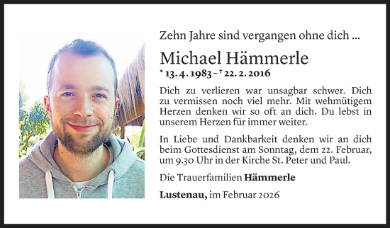 Todesanzeige von Michael Hämmerle von Vorarlberger Nachrichten